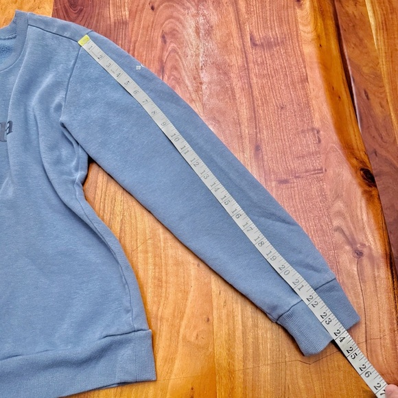 Columbia Oversized Blue Casual Crew Neck Pull Over Logo Front Sweatshirt. - Picture 13 of 16